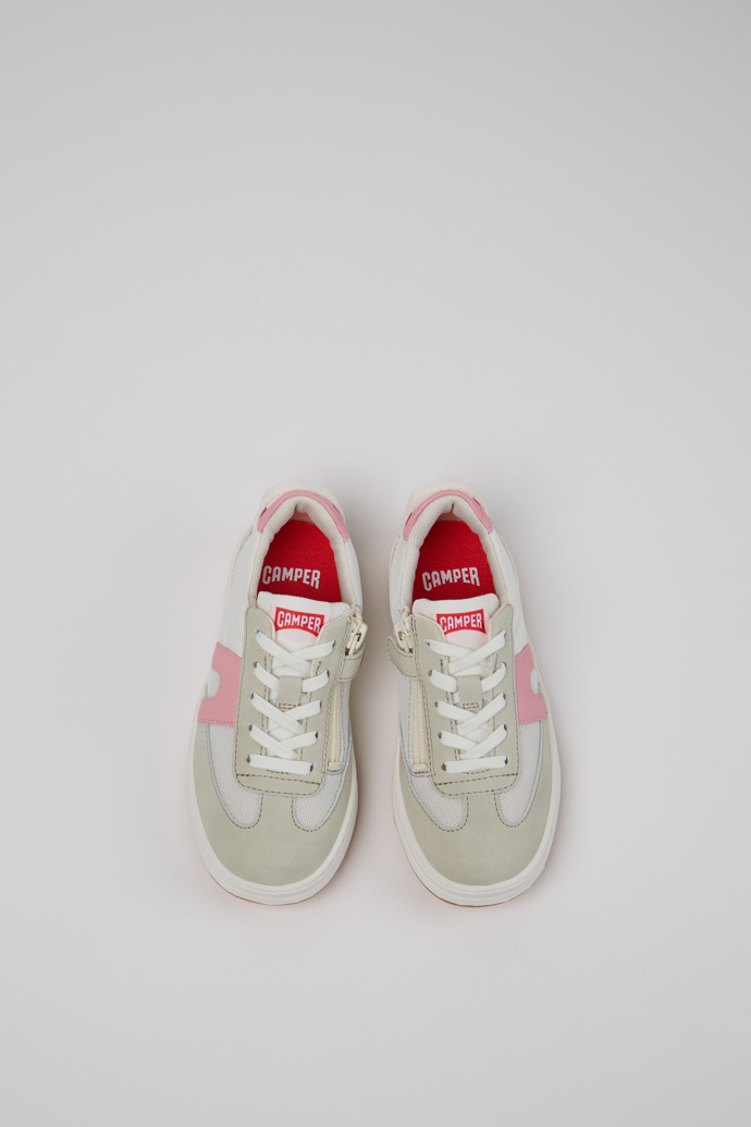 Overhead view of Runner Multicolor Textile and Leather Sneakers for Kids.