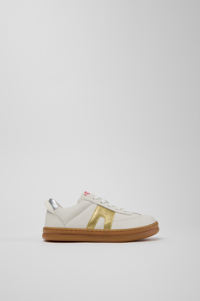Side view of Twins Multicolor Leather Sneakers for Children.