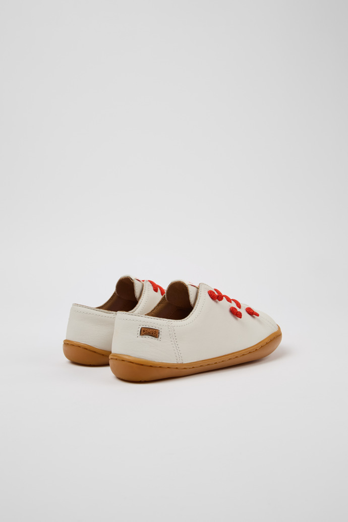 Back view of Twins White Leather Kids' Shoes for Children.