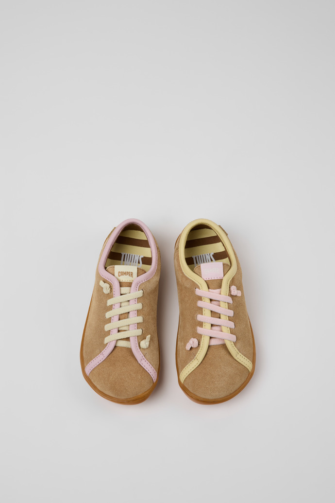 Overhead view of Twins Multicolor Suede and Leather Shoes for kids.