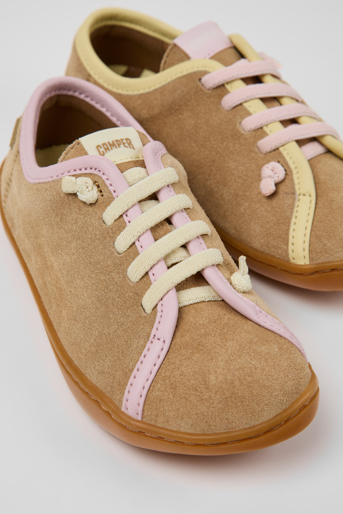 Close-up view of Twins Multicolor Suede and Leather Shoes for kids.