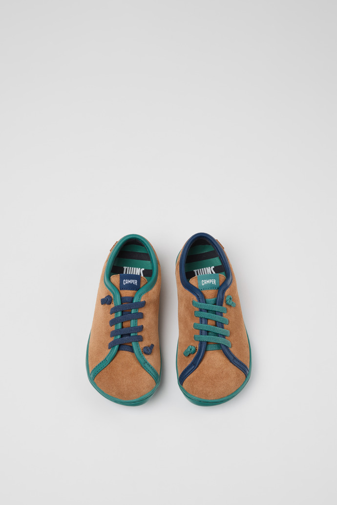Overhead view of Twins Multicolor Suede and Leather Shoes for kids.