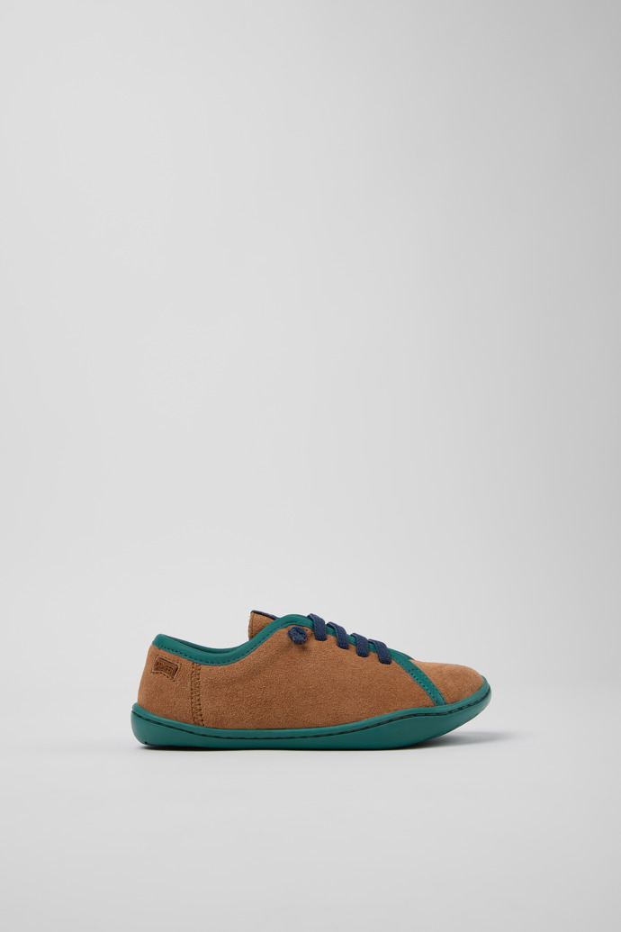Side view of Twins Multicolor Suede and Leather Shoes for kids.