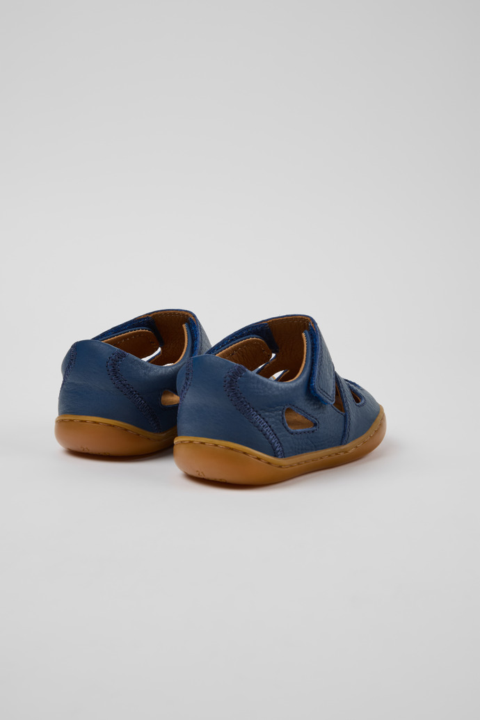 Back view of Peu Blue Leather Closed Sandals for kids.
