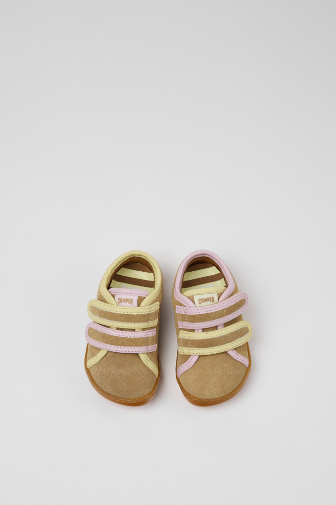 Overhead view of Twins Multicolor Suede and Leather Sneakers for kids.