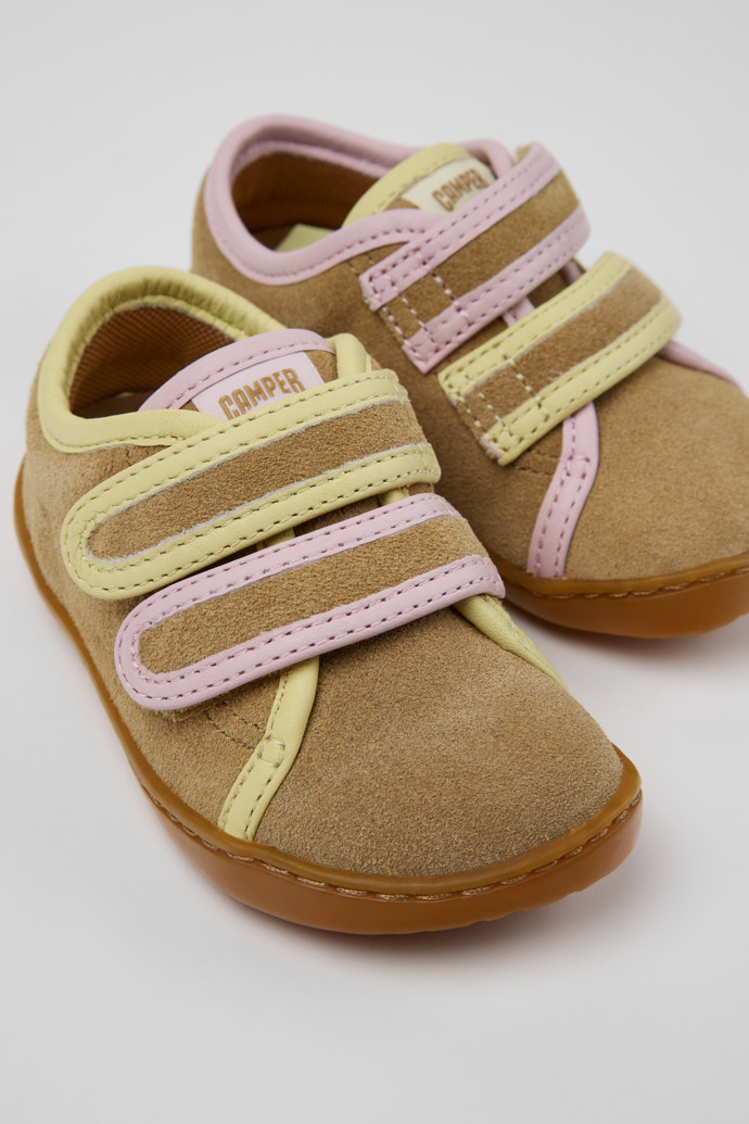 Close-up view of Twins Multicolor Suede and Leather Sneakers for kids.