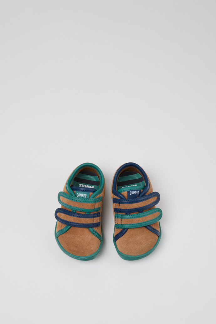 Overhead view of Twins Multicolor Suede and Leather Sneakers for kids.