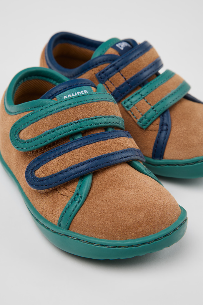 Close-up view of Twins Multicolor Suede and Leather Sneakers for kids.