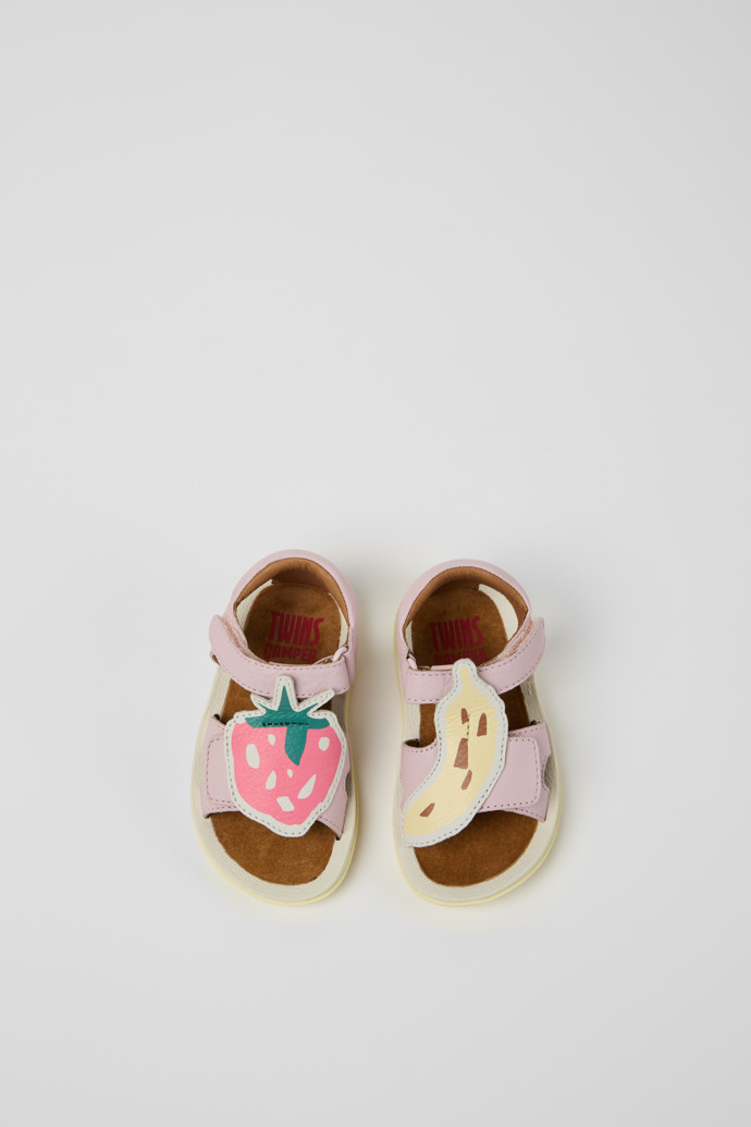 Overhead view of Twins Multicolor Leather Sandals for kids.