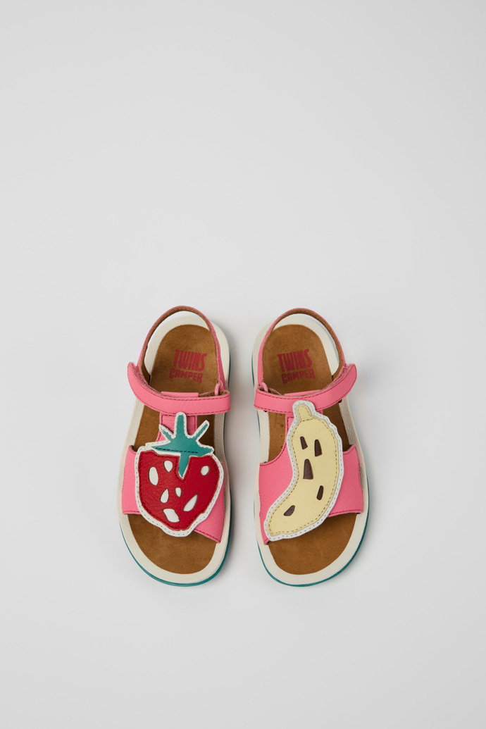 Overhead view of Twins Multicolor Leather Sandals for kids.