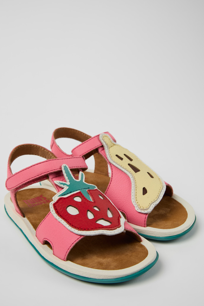 Close-up view of Twins Multicolor Leather Sandals for kids.