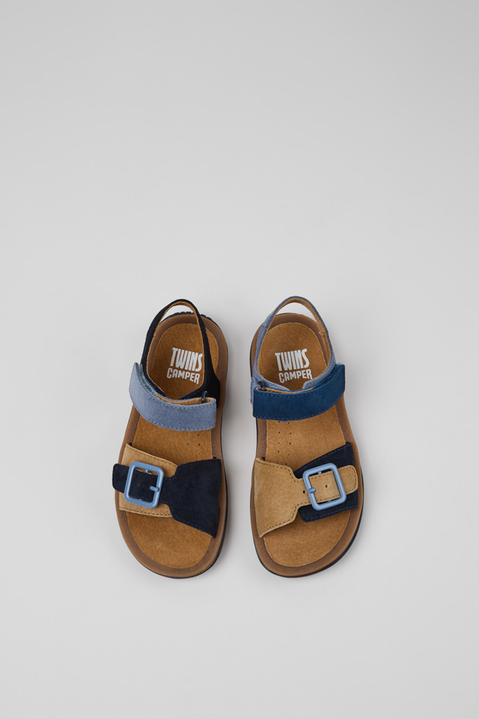 Twins Sandales en cuir nubuck bleu pour enfants.