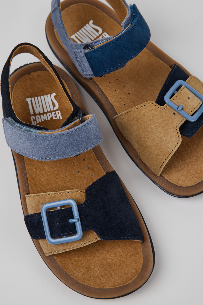 Twins Sandales en cuir nubuck bleu pour enfants.