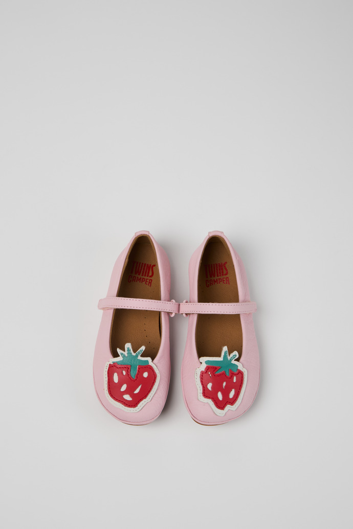 Overhead view of Twins Multicolor Leather Ballerinas for kids.