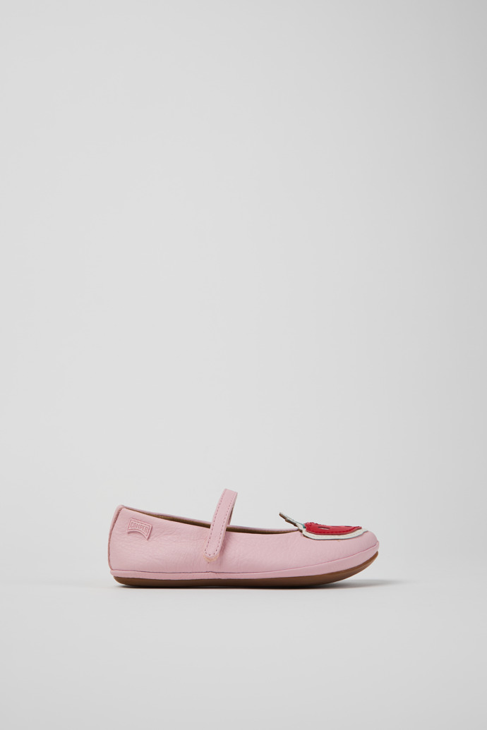 Side view of Twins Multicolor Leather Ballerinas for kids.