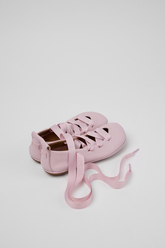 Back view of Right Pink Leather Ballerinas for kids.