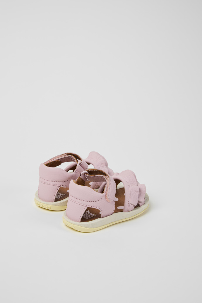 Twins Sandales en cuir roses pour enfants.