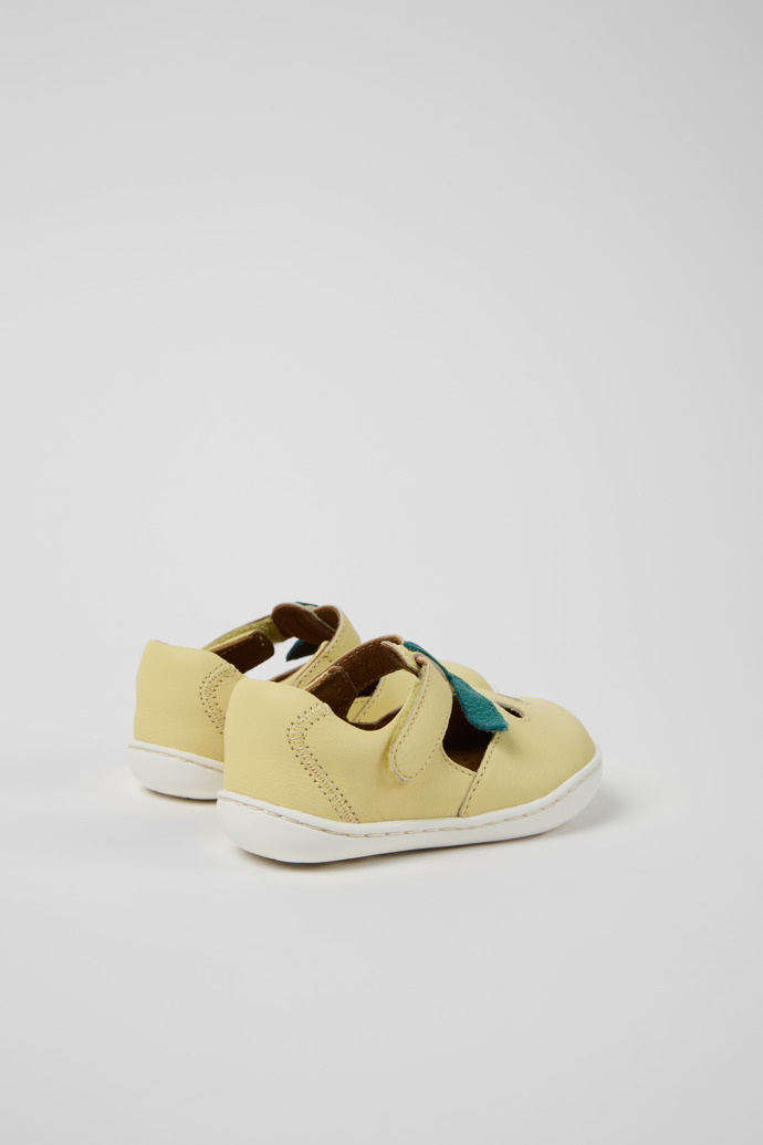 Back view of Twins Yellow Leather Closed Sandals for kids.