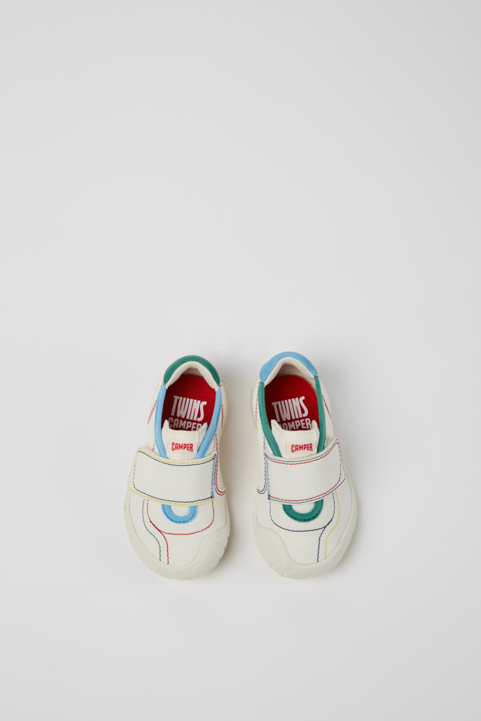Overhead view of Twins Multicolor Textile and Leather Sneakers for kids.