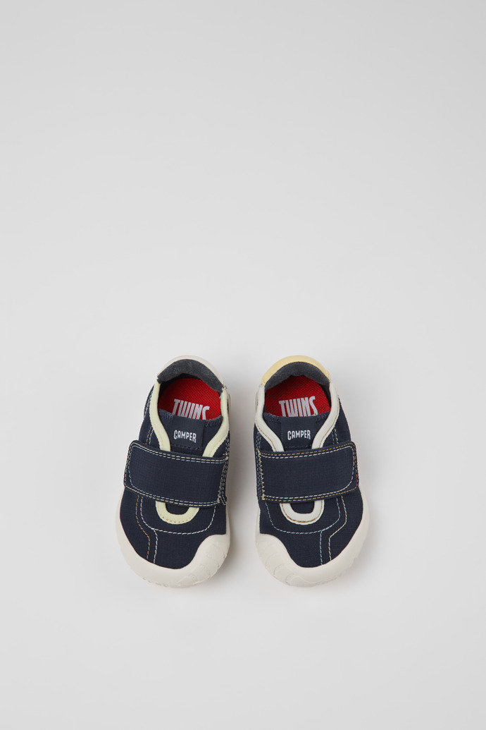Overhead view of Twins Multicolor Textile and Leather Sneakers for kids.