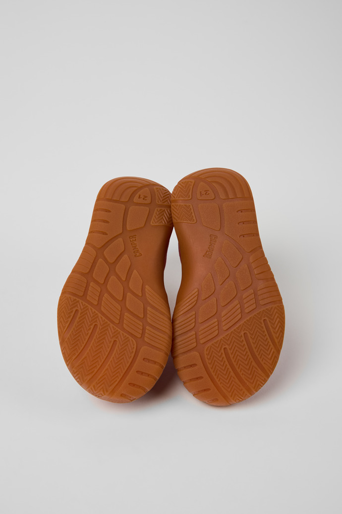 The soles of Peu Path Red Nubuck Leather Sneakers for kids.