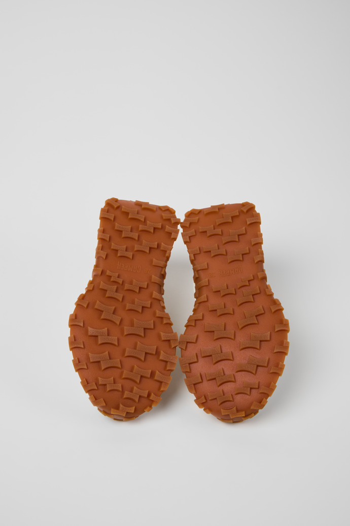 The soles of Drift Trail White and Gray Textile and Leather Sneakers for kids.