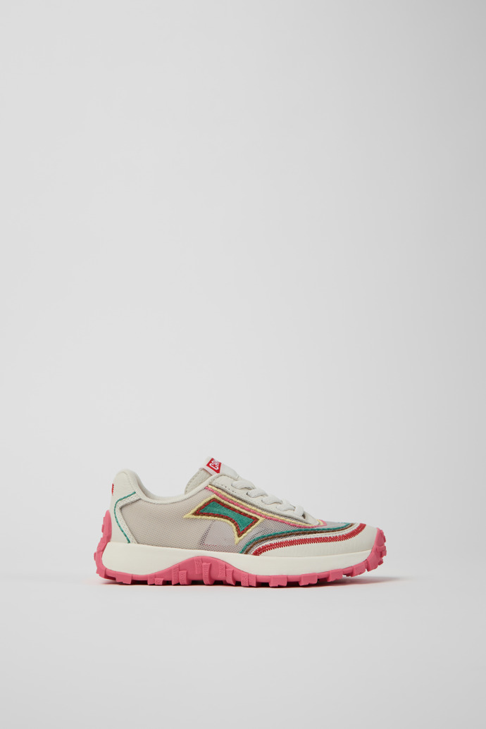 Side view of Twins Beige Textile and Leather Sneakers for kids.