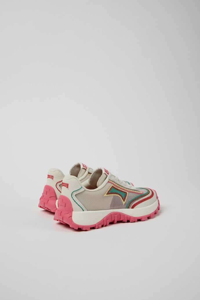 Back view of Twins Beige Textile and Leather Sneakers for kids.