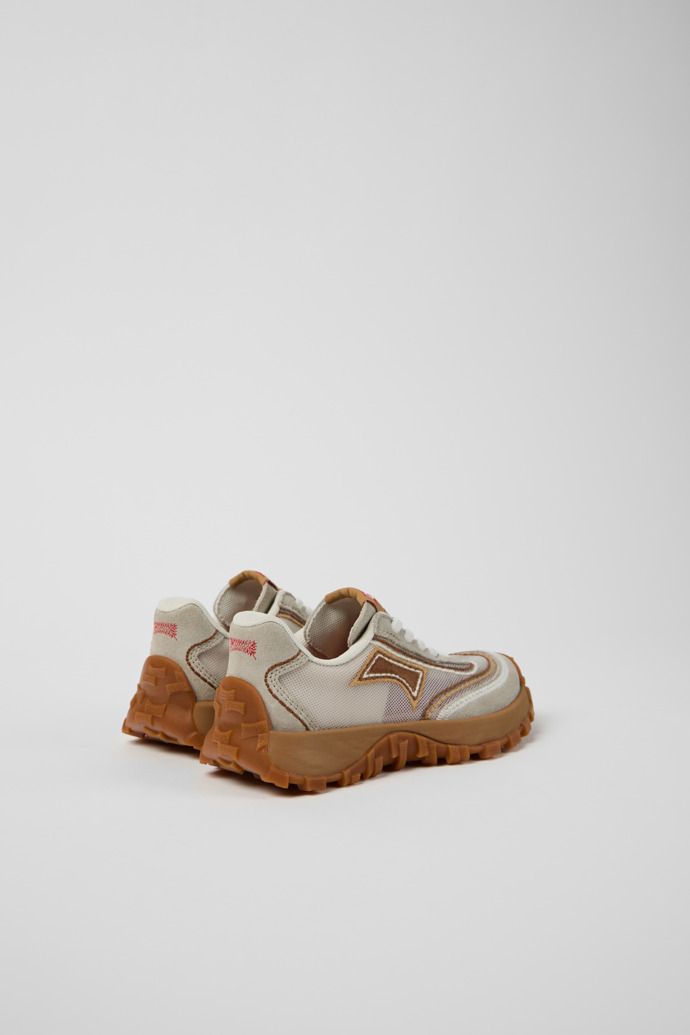 Back view of Twins Beige Textile and Nubuck Leather Sneakers for kids.