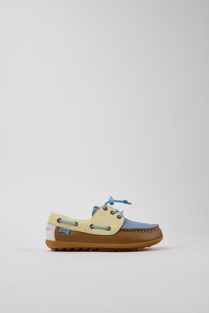 Side view of Twins Multicolor Leather Nautical Shoes for kids.