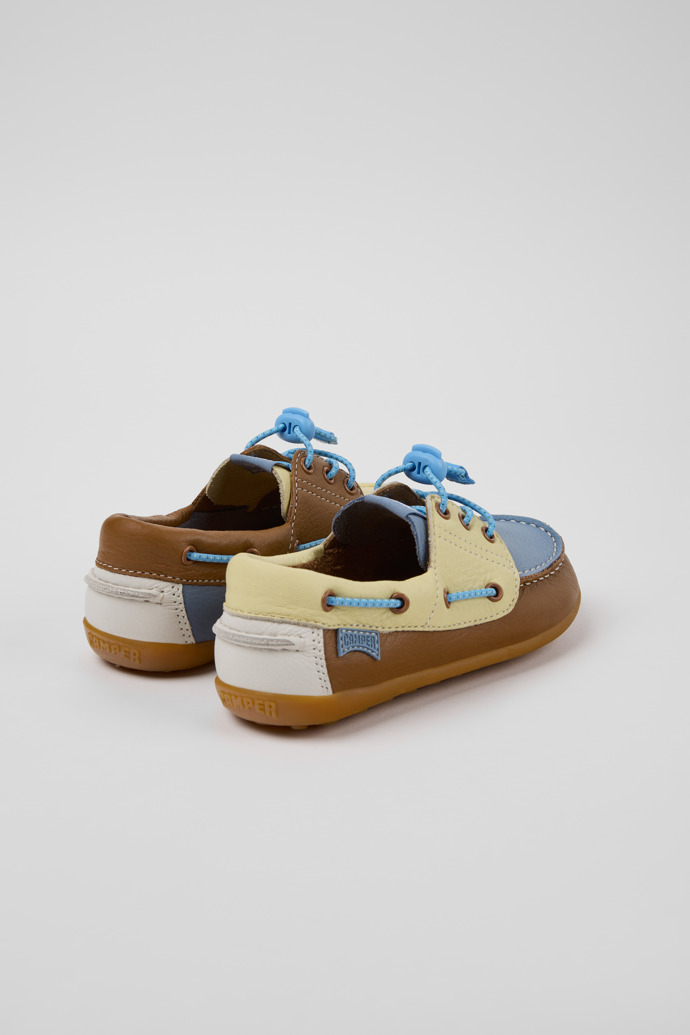 Back view of Twins Multicolor Leather Nautical Shoes for kids.