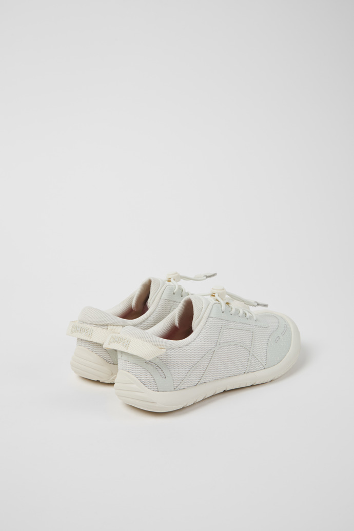 Back view of Peu Path White Textile and Leather Sneakers for kids.