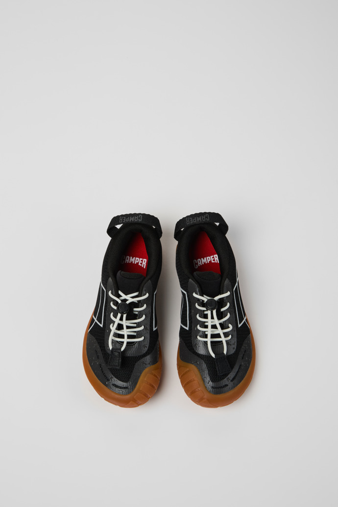 Overhead view of Peu Path Black Textile and Leather Sneakers for kids.