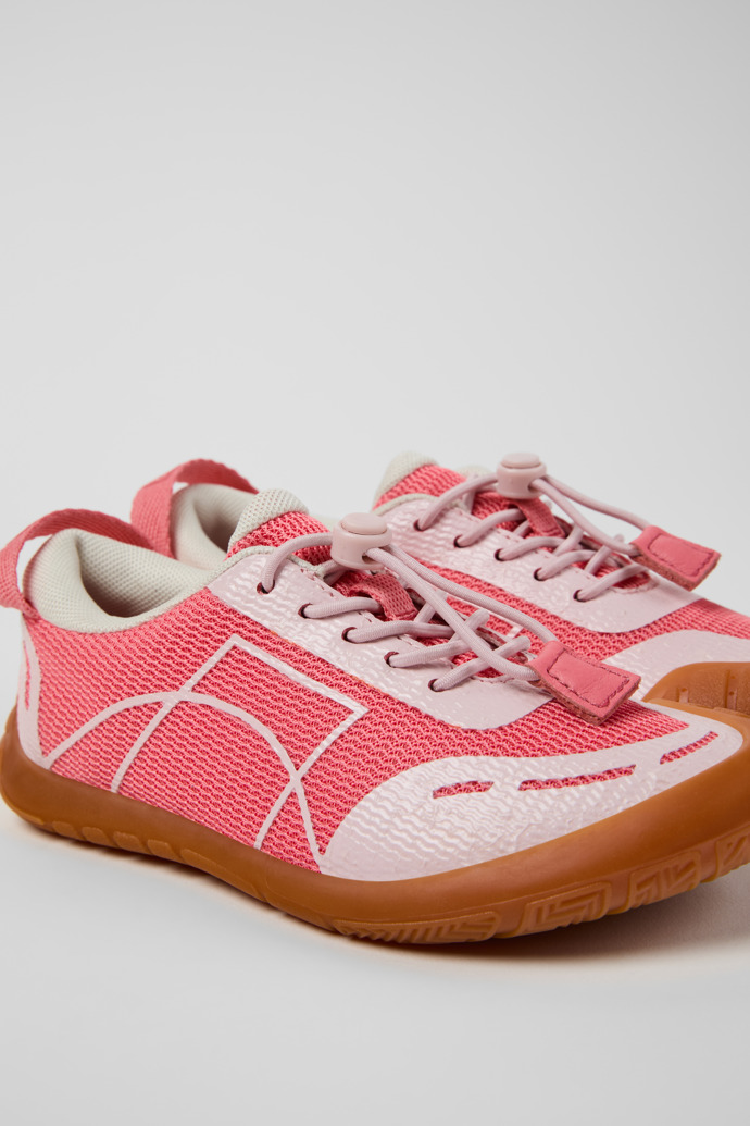Peu Path Sneakers de tejido y piel rosas para niños.