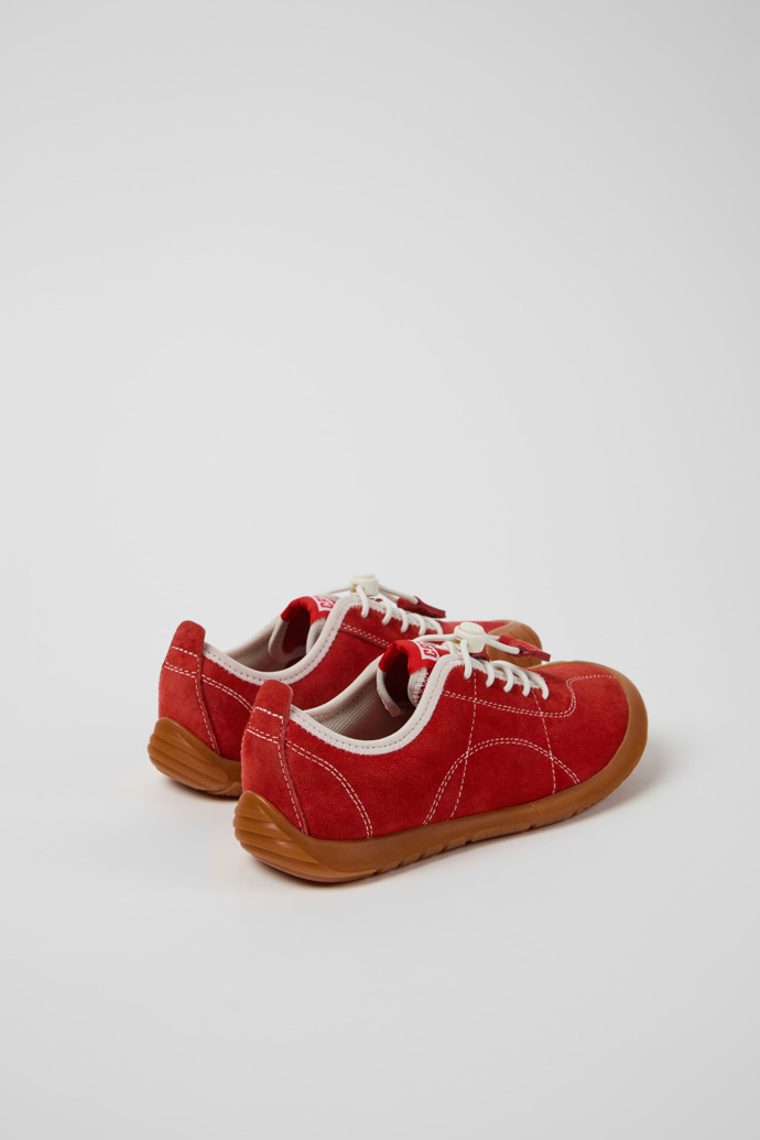 Back view of Peu Path Red Nubuck Sneakers for kids.