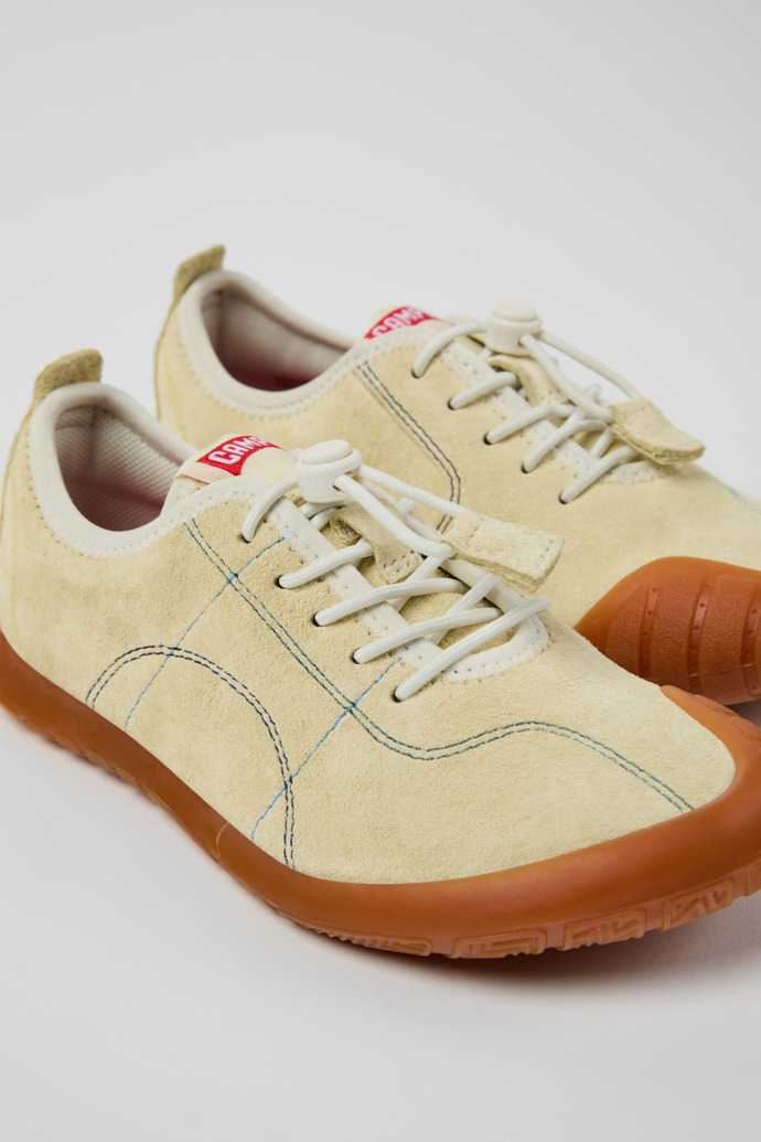 Close-up view of Twins Yellow Nubuck Sneakers for kids.