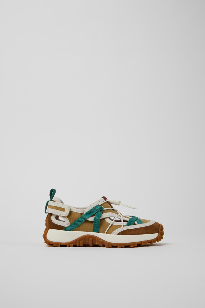 Side view of Drift Trail Multicolor Textile and Nubuck Leather Semi-Open Shoes for kids.