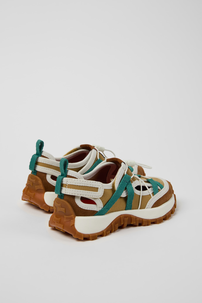 Back view of Drift Trail Multicolor Textile and Nubuck Leather Semi-Open Shoes for kids.