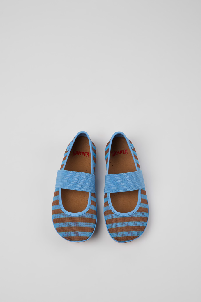Overhead view of Right Blue Textile and Leather Ballerinas for kids.