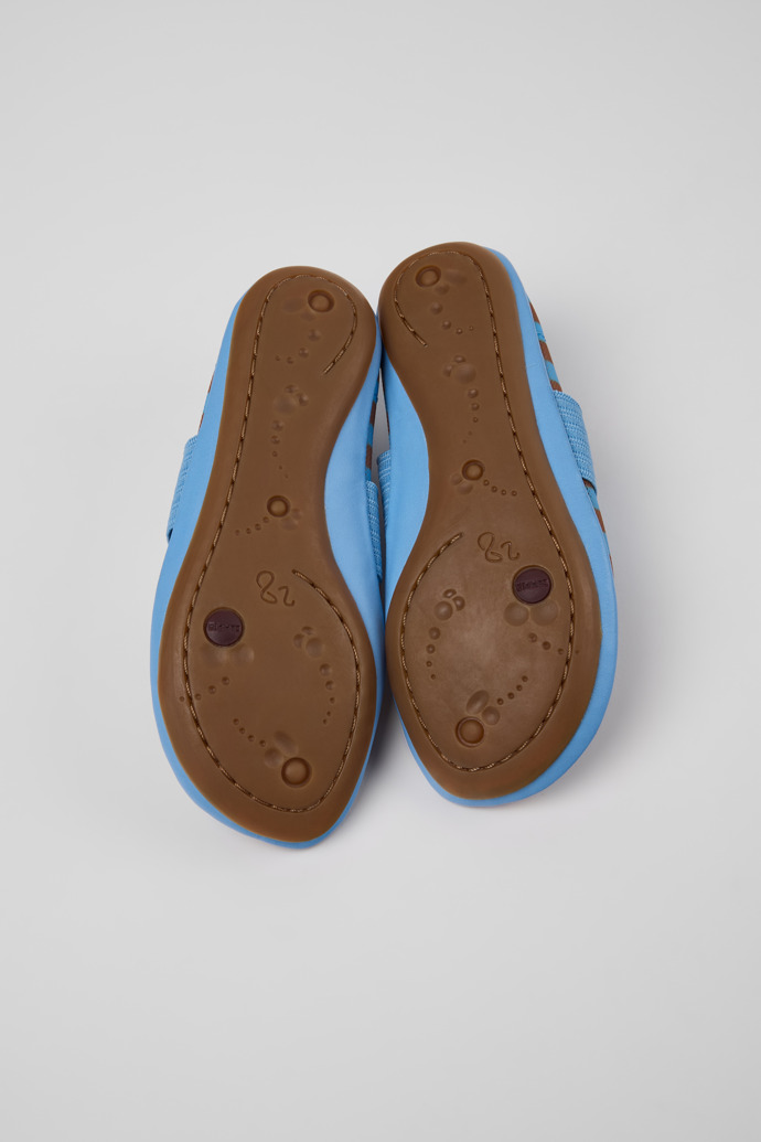 The soles of Right Blue Textile and Leather Ballerinas for kids.