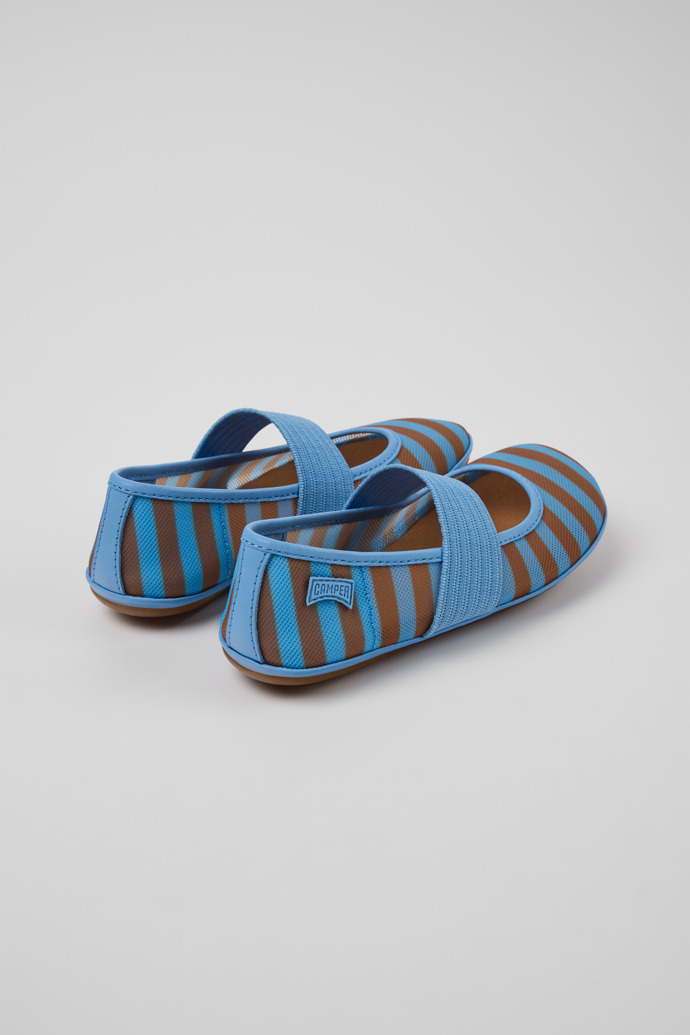 Back view of Right Blue Textile and Leather Ballerinas for kids.