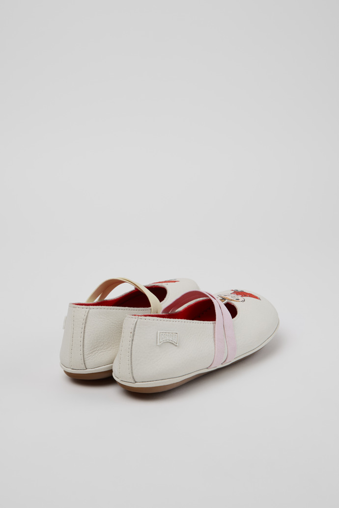 Back view of Twins White Leather Ballerinas for Kids.