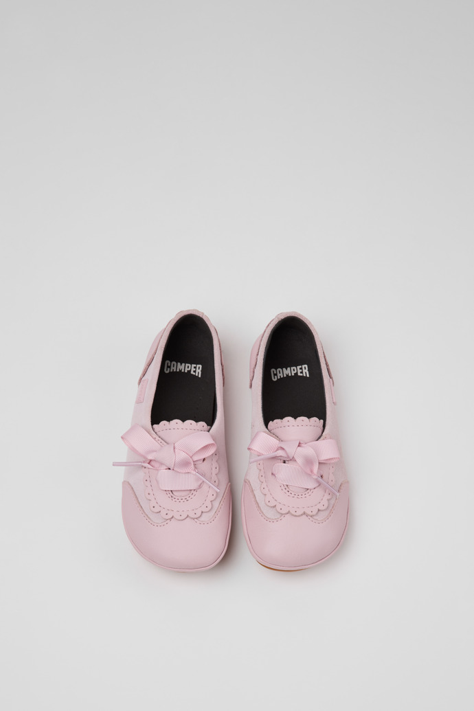 Right Rosa Ballerinas aus Leder und Nubuk für Kinder.