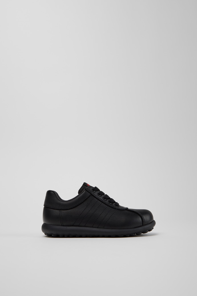 Side view of Pelotas Black Leather Shoes for Children.