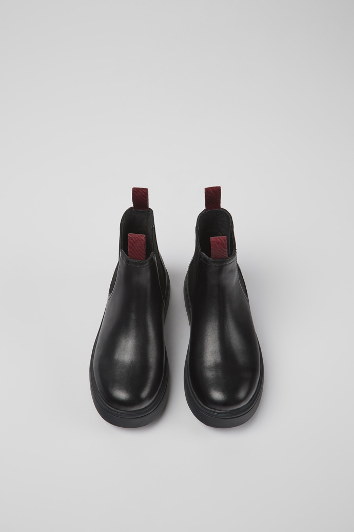 Overhead view of Norte Black leather Chelsea boots  for kids