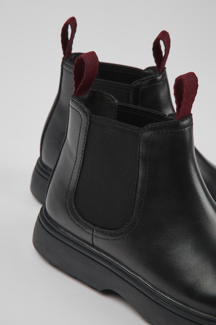 Close-up view of Norte Black leather Chelsea boots  for kids