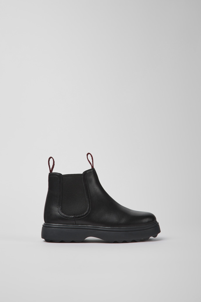 Side view of Norte Black leather Chelsea boots  for kids