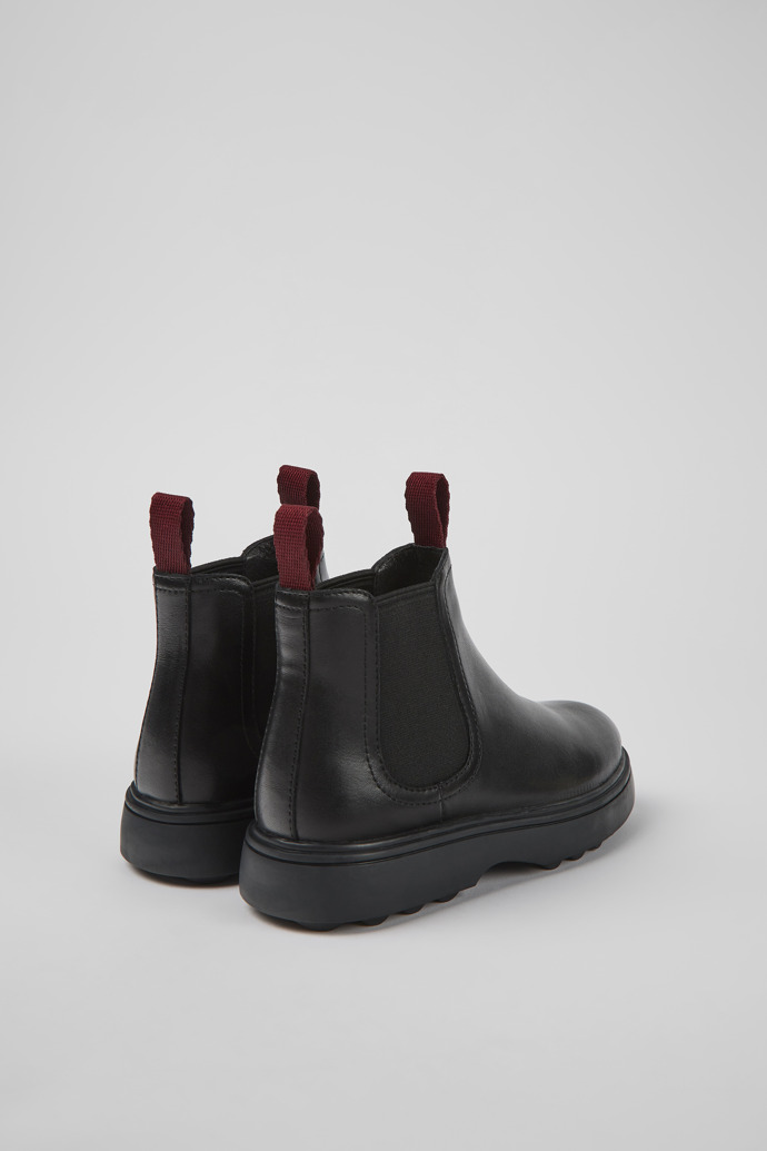 Back view of Norte Black leather Chelsea boots  for kids