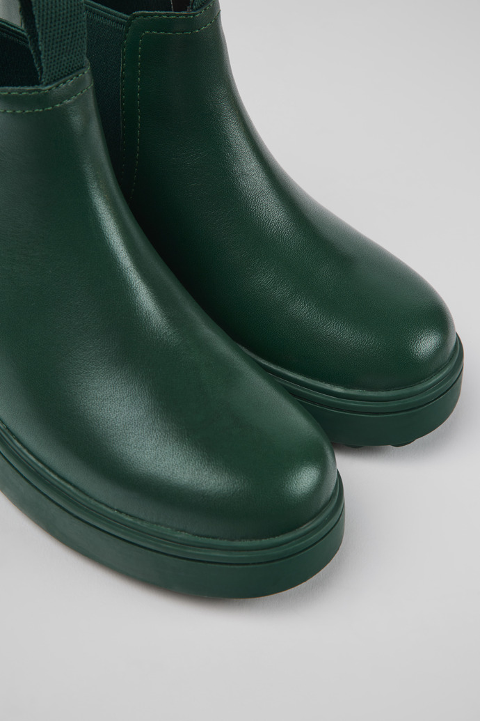 Close-up view of Norte Green leather Chelsea boots  for kids