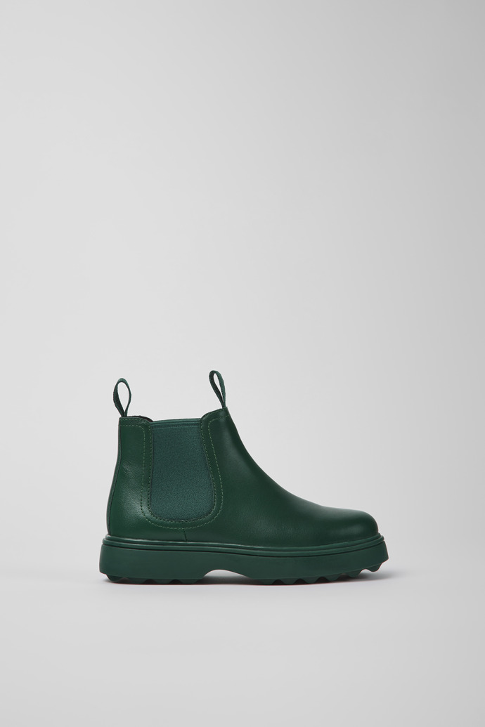 Image of Side view of Norte Green leather Chelsea boots  for kids